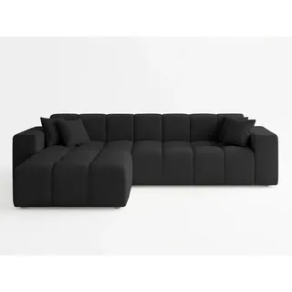 GRAINGOLD Eckcouch Polyester L-förmig 3-Sitzer Schwarz