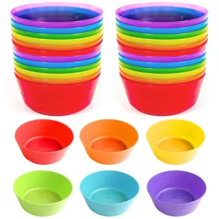 Sertay 24 Stück Bowl Schüssel, Wiederverwendbare Plastikschüsseln, Müslischüsseln Plastik Suppenschüssel, Salatschalen Bunt, Camping Schale, Geeignet für Müsli, Salate, Obst, Reis und Nudeln