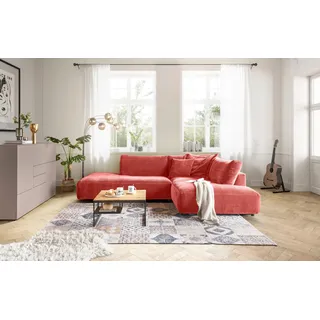 Musterring Eckcouch Polyester mit großem Longchair 3-Sitzer Orange