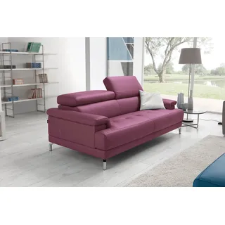 Egoitaliano 2,5-Sitzer »Soul, Design und Sitzkomfort auf hohem Niveau, tolle Details« inkl. Kopfteilverstellung für noch mehr Komfort, Designfuß, lila