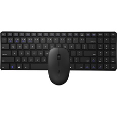 RAPOO | Kabellose Tastatur und Maus 9300M (QWERTY-Tastatur und ergonomische Bluetooth-Maus, Laufzeit bis zu 12 Monate, ultradünne Tastatur, ergonomische Maus, 1300 DPI) Schwarz.