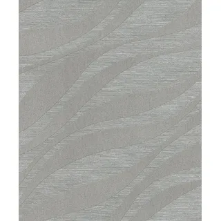 Rasch Tapete 608069 - Vliestapete in Silber mit Wellen und changierendem Effekt aus der Kollektion Sky Lounge