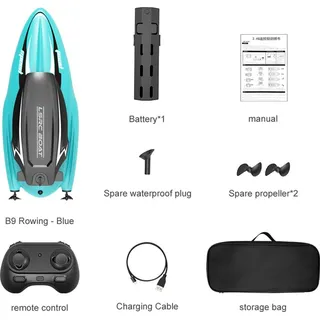 B9 Sommer-Fernbedienung Boot Wasser Spielzeug Racing Rudern Doppelpropeller Elektro-Hochgeschwindigkeits-Schnellboot Blau