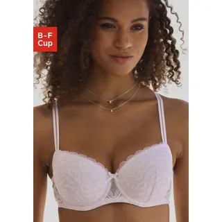 Schalen-BH VIVANCE, Damen, Gr. 70, Cup E, weiß, Microtouch, Obermaterial: 63% Polyamid, 27% Polyester, 10% Elasthan, BHs Schalen-BH, aus Spitze in Leo-Optik im modischen Balconnet-Schnitt, Dessous