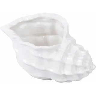 Villa d'Este Home Tivoli Muschelvase aus Keramik, glänzend, 22,8 x 14 x 11,5 cm, weiß, Ocean