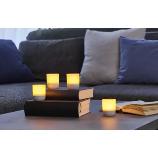 Northpoint LED Akku Lounge Lights 4er-Set mit Touchsensor Kabellos für Innen und Außen RGBW Flackereffekt Matt weiß