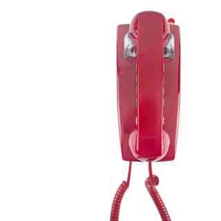 Opis Technology WallFon Cable Nostalgie Wandtelefon Kabelgebunden, Rot | Retro Ikone von 1970 mit echter Metallglocke und roter Leuchte. Für die Wandmontage, 4 m Kabel dabei.