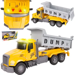 Malplay Kipplaster Bauwagen Spielzeug LKW Bewegliche Klappe Licht Ton ab 3 Jahren Geschenk Gelb - Gelb