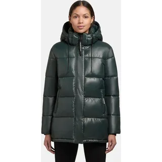 khujo Damen Winter Steppjacke aus glänzendem Obermaterial: mit Kapuze Word3 Satin-YM Hydro Green Gr.