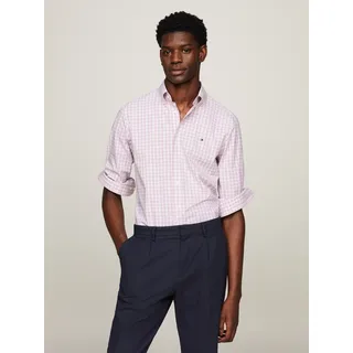 Businesshemd TOMMY HILFIGER "CL STR BUSINESS CHECK Regular Fit SHIRT", Herren, Gr. 38, N-Gr, bunt (optic weiß, pink crystal, multi), Web, Obermaterial: 96% Baumwolle, 4% Elasthan, Hemden Businesshemd