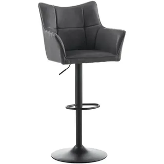 TUKAILAI 1X Barhocker Kunstleder, Barstuhl Höhenverstellbar,360° Drehbar, Hocker mit Armlehne und Rückenlehne, Moderner Küchenhocker Tresenhocker Bistrohocker für Küche Bars Esszimmer, Grau