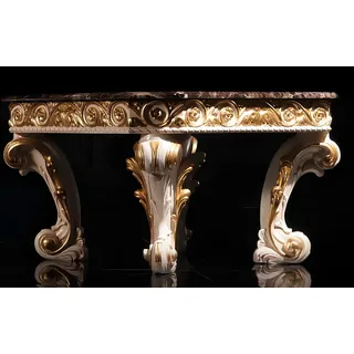Couchtisch mit Marmor Rund Tisch antike Beistelltisch Barock Rokoko Italienische - Gold