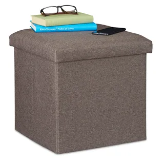 Relaxdays Sitzhocker mit Stauraum Stoff 38 x 37 x 38 cm Graubraun