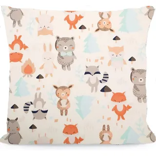 Kinder Kissenbezug Dekorativ Gemustert 40 x 40 cm, 1 Pack Baby Kleinkind Kissen Kissenbezüge für Kinderwagen, Bio Baumwolle Kopfkissenbezug mit Reißverschluss