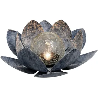 Ambia Garden Solarleuchte , Blau , Metall, Glas , Blume , 10 cm , RoHS, Bsci, Ce , Dekoration, Gartendeko