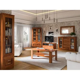 Wohnzimmer Set 6-teilig mit Vitrinenschränken in Eiche, TEORA-161 - Braun