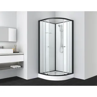 SANOTECHNIK BELA Komplettdusche mit Schiebetür 90 x 203 cm schwarz transparent