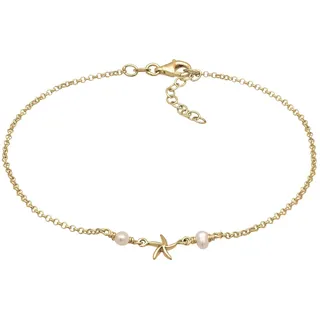 Elli Fußschmuck Damen Fußkettchen Seestern Perle Beach in 925 Sterling Silber vergoldet