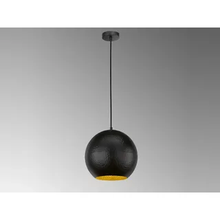 LED Pendelleuchte Kugel 1 flammig dimmbar mit Lampenschirm Schwarz - innen Gold