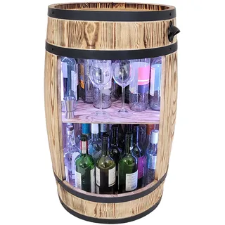 Hölzernes Whisky-Weinflaschenfass mit farbiger RGB-LED-Beleuchtung