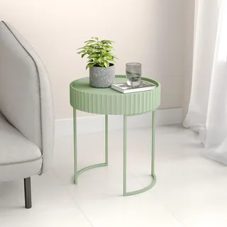 Beistelltisch 'Rill' rund Metallgestell 46 x Ø40 cm Mintgrün - Grün