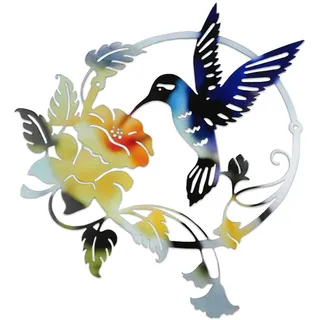 burkfeeg Metall-Kolibri Wandkunst Deko Boho Garten-Wand-Dekor | Rustikale Kolibri Wanddekoration hängende Skulptur für Innen Außen, Wohnzimmer Schlafzimmer Patio Garten
