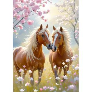 TOSTOG Diamond Painting für Erwachsene,Zwei Pferde Diamant Painting Kits Full Drill Bilder 5D DIY Diamant Malerei Set 30x40cm für Wanddekor