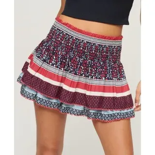 Superdry für Damen. W7210264A Step-Minirock mit Vintage Logo lila Logo (XL), Lässig, Flieder, Viskose