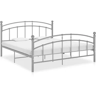 vidaXL Bettgestell Grau Metall 140x200 cm