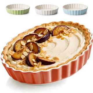 Praknu Tarteform aus Keramik 28 cm - Hoher Rand für Kuchen & Pie - Mit Antihaftbeschichtung - Kratz- und Schnittfeste Quicheform - Einfach zu Reinigen - Tarte Tatin Form
