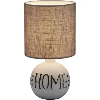 REALITY Leuchten Schreibtischlampe »Esna« E14 1 Stk. E14Tischleuchte mit HOME-Schriftzug und Keramikfuß, grau