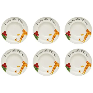 KHG 6er-Set Pastateller, extra groß mit 30 cm Durchmesser in Pasta alla | perfekt für Gastro und Zuhause, hochwertiges Porzellan, Suppenteller, Salatteller, spülmaschinengeeignetKHG 2er-Set
