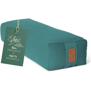 #DoYourYoga Yogabolster »Paravati« mit Bio-Dinkelspelz (KBA), waschbarer Bezug aus 100% Baumwolle, 67cm x 13cm, Yogakissen/Sitzkissen/Zafukissen für Yin Yoga - dunkelgrün