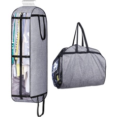 MISSLO 127CM Kleidersack für Anzug Reise Kleiderschutzhüllen zum Aufhängen von Kleiderhülle mit Dauerhaft Oxford Stoff Anzugtasche für Frauen und Männer, grau