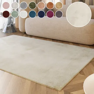Hochflor-Teppich ESPRIT "Alice ESP-4377, Kunstfell" Gr. 1, beige (creme, beige), B:70cm H:25mm L:140cm, Kunstfaser, Teppiche, Hochflor-Teppich, Kaninchenfell-Haptik, besonders weich und dicht, für alle Räume