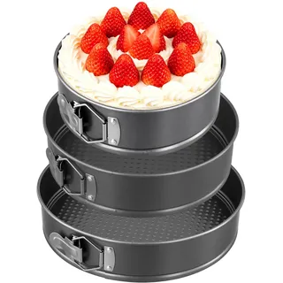HONYUET Springform Set 3-teilig, Runde Kuchenformen 20/24/28cm | HONYUET Backformen mit Antihaftbeschichtung, auslaufsicherer Verschluss, geeignet für Käsekuchen und Festtagstorten