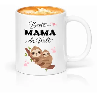Geschenke für Mama Tasse Beste Mama der Welt mit süßem Faultier Motiv Muttertagsgeschenk Tasse Keramikbecher Kaffeetasse für Frauen zum Geburtstag von Beste Mama Tasse 11oz