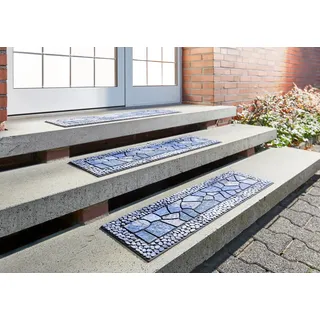 Andiamo Stufenmatte »Outdoor, 2er Set« rechteckig 6 mm Höhe Outdoor-Stufenmatten, Stein Motiv, Gartenbereich, Außenbereich, blau