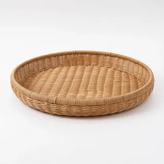 Gralara Rattan-Tablett flach Aufbewahrungskorb rund Bäckerkorb für Esstisch, Wohnzimmer, LX095 Weidenkorb-Aufbewahrungstablett