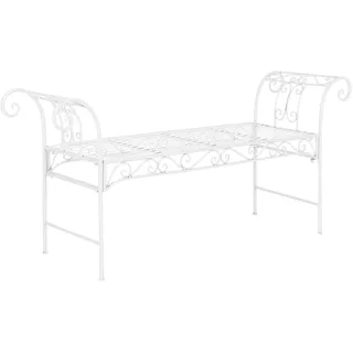 In And OutdoorMatch Gartenbank Jamal - Vintage Metall - 147x46x70 cm - Weiß - Stabiles Metall - Metallbank - 45cm - Weiß
