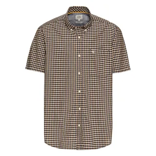 camel active Herren Kariertes Kurzarmhemd aus Baumwolle Dunkelblau, Menswear-XL