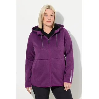 Ulla Popken Damen Strickfleece-Jacke Teddyfleece 2-Wege-Zipper Reflektor violett DE 46 / FR 46 (UK 18)