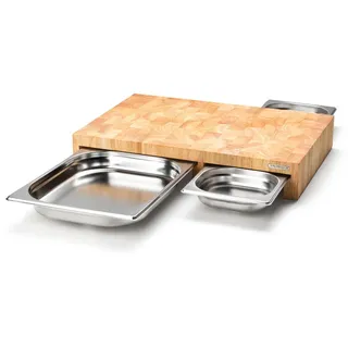Continenta Multifunktionsschneidbrett Holz 1-tlg. 50 x 32,5 x 8 cm Silber/Braun