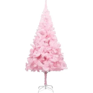 vidaXL Künstlicher Weihnachtsbaum mit Beleuchtung & Kugeln Rosa 210cm - Rosa