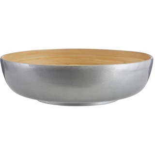 Premier Housewares Kyoto Silberne SalatSchüssel mit hochgezogenen Kanten, Bambus, 30x30x8