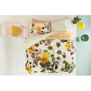 Oilily Mako Satin Bettwäsche 2 teilig Bettbezug 135 x 200 cm Kopfkissenbezug 80 x 80 cm Botanical Flower 180176 Meeresgrün - Bunt