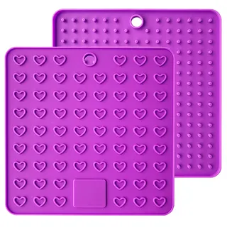 Baomasir 2 stücke Silikon Isoliermatte Platz Lebensmittelqualität Honeycomb Topflappen rutschfeste hitzebeständige Platzdeckchen für Pot Pan Bowl Cup, Lila