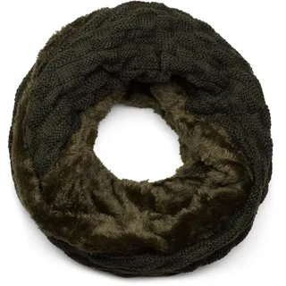 Stylebreaker "Feinstrick Loop mit Flecht Muster und Teddyfleece", 1 Stk., tannengrün dunkel),