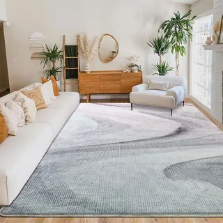 Cinknots Teppich Wohnzimmer Kurzflor Pflegeleicht,Anti-Rutsch Rückseite,Moderne Vielfarbiges Design,Passend für Wohnzimmer,Schlafzimmer,Grau/Pink,200 x 250 cm