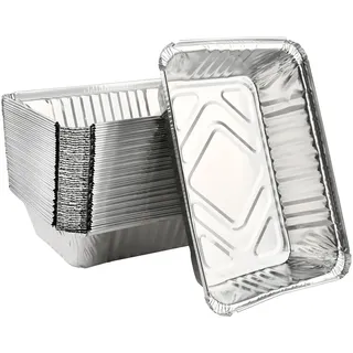 Aluschalen Grill 1000 ml 50PCS [Wiederverwendbar] Aluschalen Grillschale Alu Grillschalen für Weber Gasgrill Tropfschale Grill Aluschalen Alu Aluminium Schale Fettauffangschale Für Napoleon Gasgrills